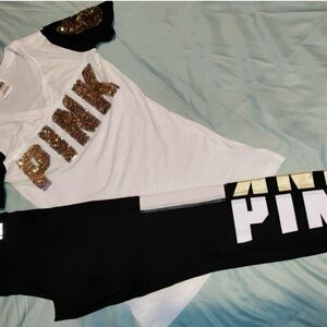 Victoria secrets PINK shirt and leggings xs